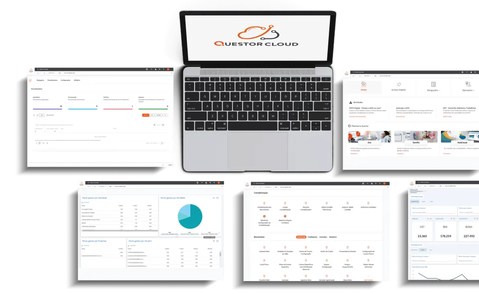Questor Cloud Dashboard Multiplas Telas em tela do ecossistema Questor