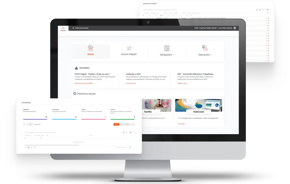 Questor Cloud Dashboard Desktop em tela do ecossistema Questor