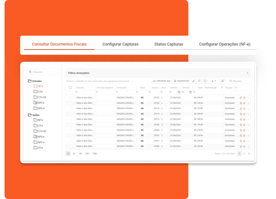 Qdrive Captura Xml Configuracao Tabelas em tela do ecossistema Questor
