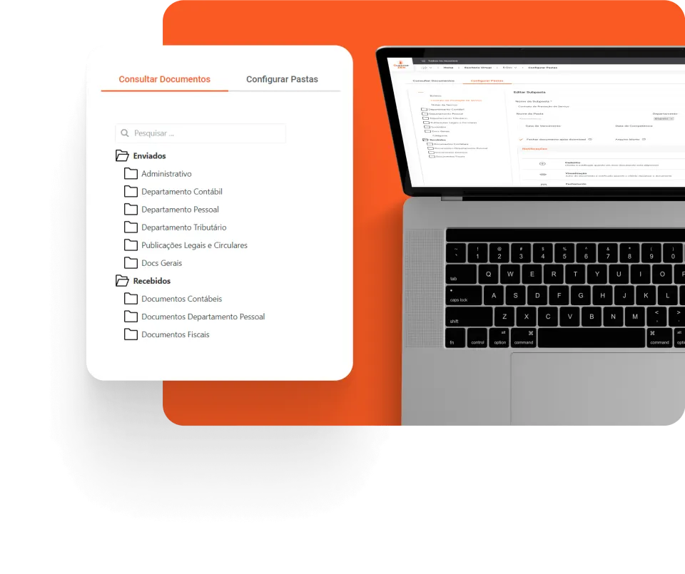Questor Edoc Dashboard Documentos Laranja em tela do ecossistema Questor